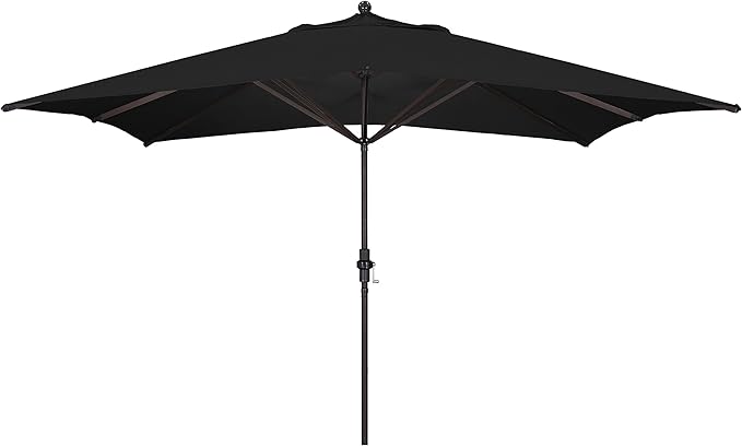 California Umbrella 11' x 8' Rectangle Aluminum Market Umbrella, Crank Lift, Bronze Pole, Sunbrella Black