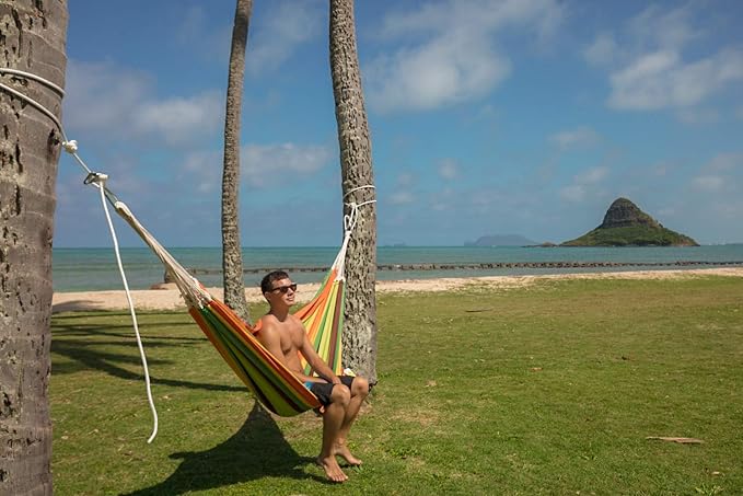 BYER OF MAINE Paradiso Hammock, Authentic Brazilian, Esmeralda, Recycled Cotton/Polyester Blend, Double, 142" L x 68" W, Holds up to 400lbs