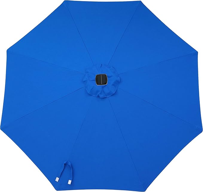 Sunnydaze 9-Foot Sunbrella Tilting Patio Umbrella with Solar LED Light Bars - Pacific Blue