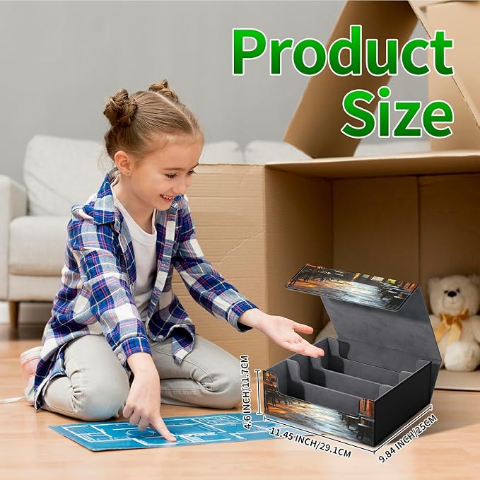 Large Card Deck Box for MTG, Fits 1200+ Sleeved Cards, PU Leather Storage Case with Strong Magnetic Closure, Multiple Colors for TCG CCG Baseball Card Collections, Vintage Book Dining Tube