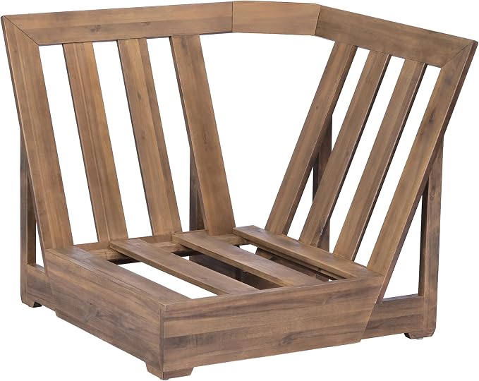 Christopher Knight Home 2 Piece Outdoor Patio Furniture Set Acacia Wood Sofa with Thick Cushions and Slatted Coffee Table, Modular Floor Seating Conversation Set, Natural Wood Finish