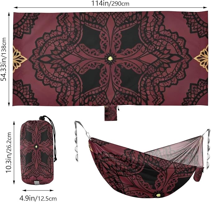 Lace and Gold Ornament Hammocks with Tree Straps Swing Hammock for Indoor Outdoor Patio