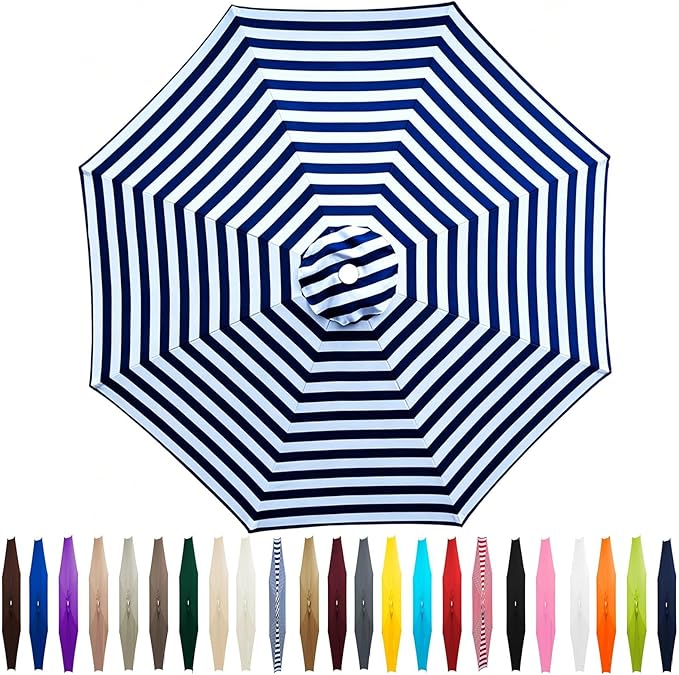 Outdoor Patio Umbrella Replacement Canopy 7.5ft/9ft/10ft/11ft 6/8 Ribs, Cantilever Offset Patio Umbrella Fabric Cover Resistant Waterproof Shade for Table Pool