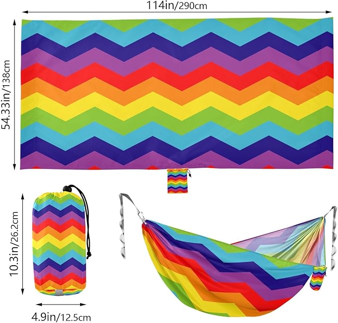 Rainbow Digital Papers 330lb Capacity Hammocks with Tree Straps Indoor Hammock for Camping & Hiking Essential hamaca para adultos