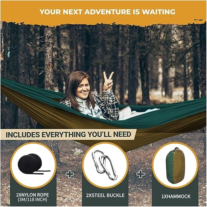 Hammock for Outside Double Hammock with Hanging Ropes 270x140 Cm Portable Hammock for Patio Backyard Porch Hammock Swing