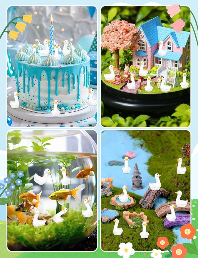180Pcs Mini Tiny Resin Gooses | DIY Crafts, Lawn Yard Garden Decorfor Dollhouse Fairy Gardens Micro Landscape DIY Crafts