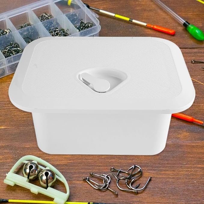 Marine Deck Storage Box Organizer Lockable Boat Accessory for Yacht White Embedded Boat Hatch Cover Fishing Tackle Box