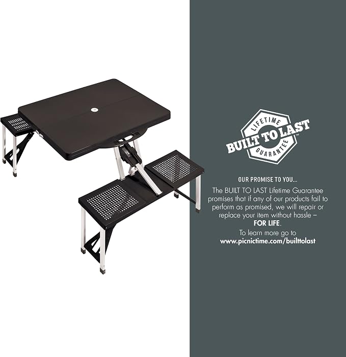 Detroit Lions – Picnic Table Portable Folding Table with Seats, (Black)