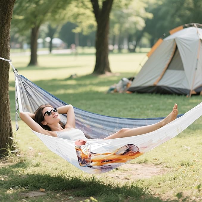 FRMG Fox Hammock 500 lbs Capacity Portable Hammocks with Tree Straps & Attached Carry Bag, Camping Essentials Gear 2012298a