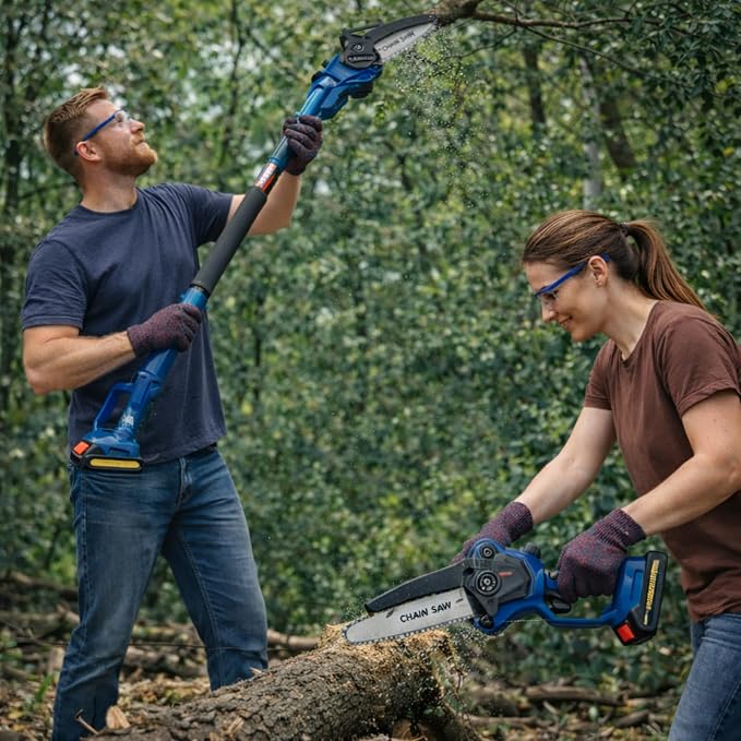 6 Inch Mini Chainsaw Cordless with 2 Batteries and 2 Chains, Portable Electric Chainsaw Handheld Small Battery Powered Chainsaw for Tree Trimming, Wood Cutting, Garden Pruning