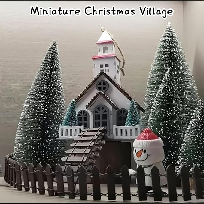 Fairy Garden Miniature Fence Accessories: Decorative White Wooden Picket Fence for Indoor & Outdoor Christmas Village - for Kids Ages 4 to 8 - Festive Decor for Christmas and Halloween (Brown)