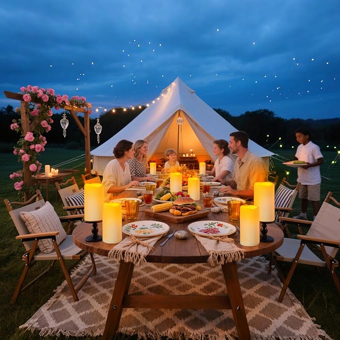 Artmarry Flickering Flameless Candles Outdoor Indoor Large (D 3" x H 6") LED Candles, 2Pcs Pillar Outdoor Indoor Battery Operated Candles with Remote for Home Wedding/Christmas/Holiday Décor