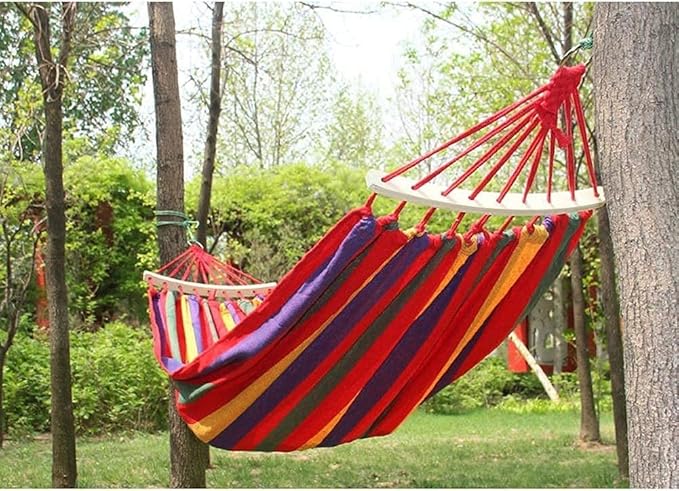 Camping Hammock Bed Camping Hammock Canvas Swing Bed Outdoor Hammocks Portable for Travel Beach Garden Courtyard Hammock Swing (Color : Blue)