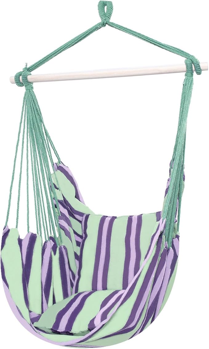 Deluxe Hammock Rope Chair Patio Porch Tree Hanging Air Swing Outdoor/w 2 Pillow