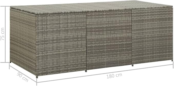 Festnight Patio Storage Box Deck Box for Patio Furniture, Outdoor Cushions, Garden Tools and Pool Toys Poly Rattan 70.9"x35.4"x29.5" Gray