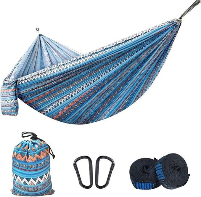 Hammock Portable Outdoor Garden Hammocks Quick Open Parachute Cloth Double Travel Camping Sleeping Hanging Hammock Swing Nature Hike Quick-Opening(Style B)