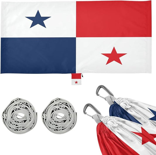 Flag of Panama Outdoor Hammock with Portabl Carry Bag Fabric Hammock for Outside Patio Garden