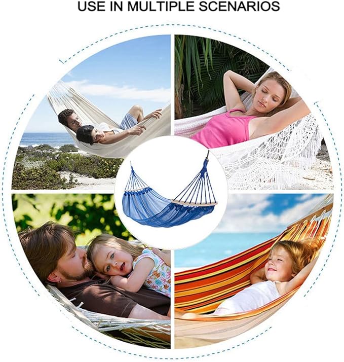 Camping Hammock Outdoor, Portable Lightweight Hammock with Rope, 2 Person Soft Mesh Hammock with Wooden Stick, for Camping Beach Garden (Color : Red, Size : 260x120cm)