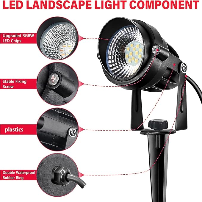 LED Landscape Lights Spot Lights Outdoor for Yard Garden Decor Spotligh with Remote, N~CCT 2700k~6000K IP68 Waterproof Landscape Lights for Yard,Patio,Lawn, Wall, Flood,Driveway (6, High Voltage)