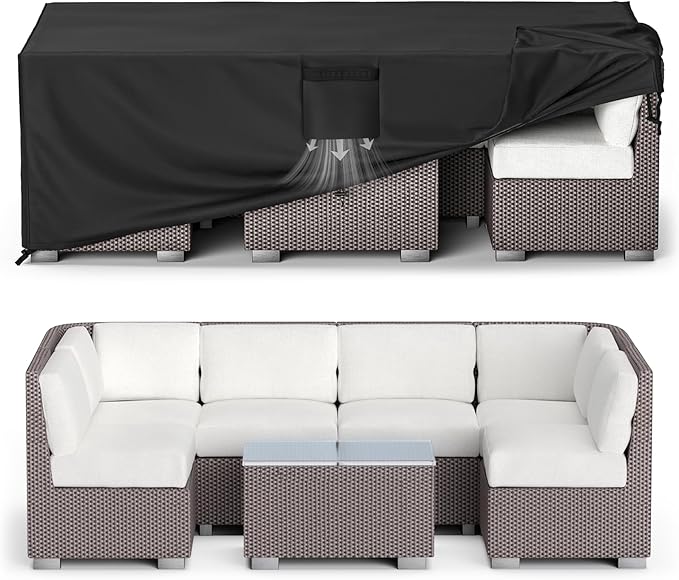 MR.COVER Patio Furniture Cover Waterproof, Outside Table and Chair Set Cover, Garden Windproof Heavy Duty Furniture Protection for Outdoor Sectional Sofa Chair Set Size 88L x 62W x 28H inch