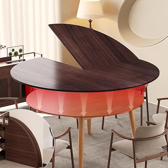 Large Round Foldable Table Top, 59 ” Diameter Portable Dining Table Extender Top, No Legs Wooden Round Table Tops Only, for Round Table and Square Table (Walnut, 71in)