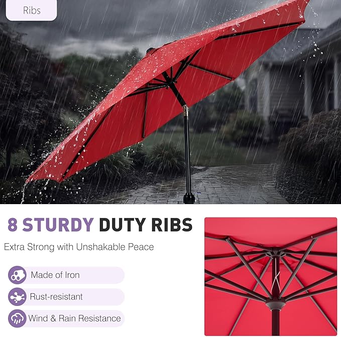 NEWBULIG Patio Umbrella, Outdoor Table Umbrellas with Push Button Tilt and Crank, Sturdy Ribs, Waterproof, UV Protection and Fade Resistant, for Pool, Garden, Market, Backyard