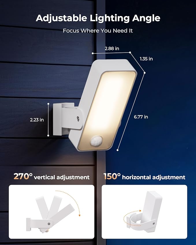 Motion Sensor Outdoor Light, 10000mAh Rechargeable Battery Operated Outdoor Lights with Remote, 3 Modes, Dimmable & 3CCT, Waterproof IP65 Outdoor Security Lights for Shady Areas, Porch, Patio, Garage