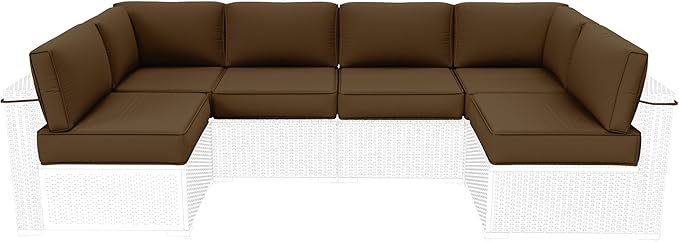 Outdoor Furniture Replacement Cushions, 5" Foam Foam High-Density, Fits 6-seat Sectional Rattan Conversation Set, 14 Piece Patio Water-Resistant Replacement Sofa Cushions, Liner&Cover