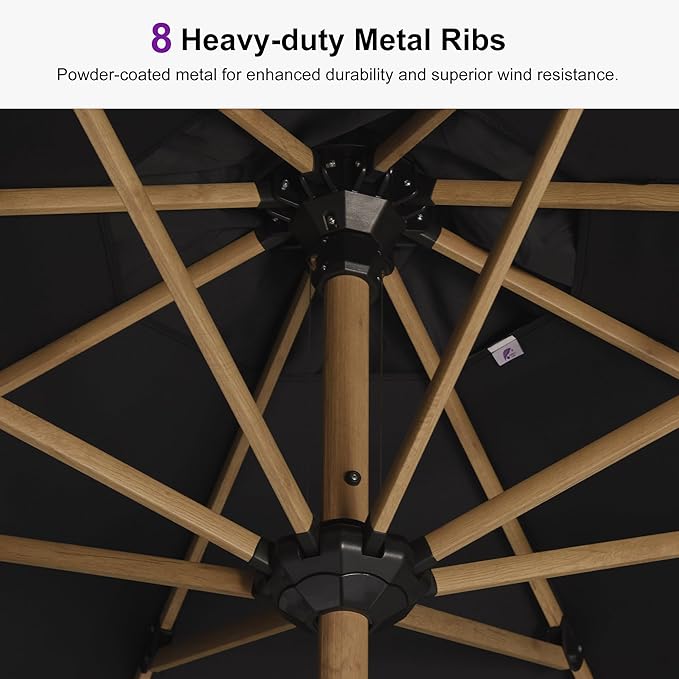 PURPLE LEAF 9' x 12' Patio Umbrella with Base Outdoor Umbrella Market Umbrella with Crank & 8 Ribs Aluminum Rectangular Table Umbrella Outdoor Patio for Backyard, Black