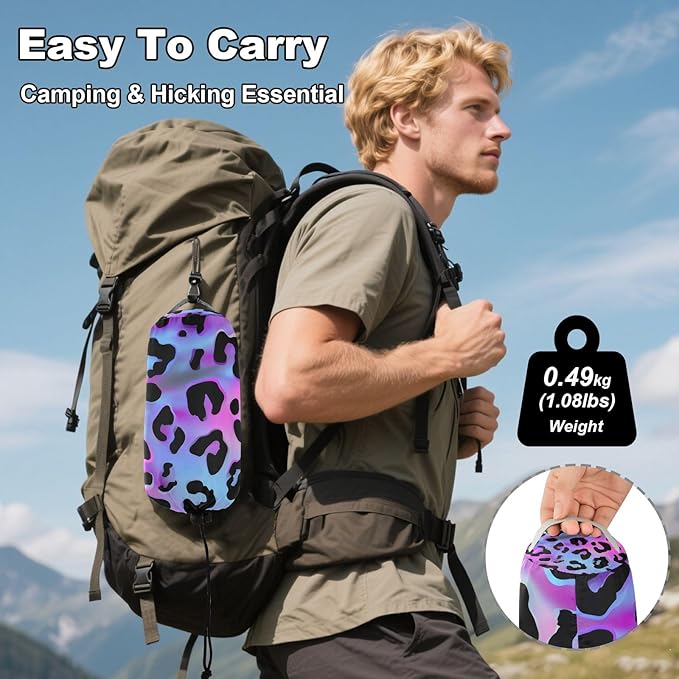 Camping Hammock Outdoor Hammocks for Outside Purple Laser Leopard Cheetah Beach Trees Portable Lightweight with Pockets Tree Straps Indoor
