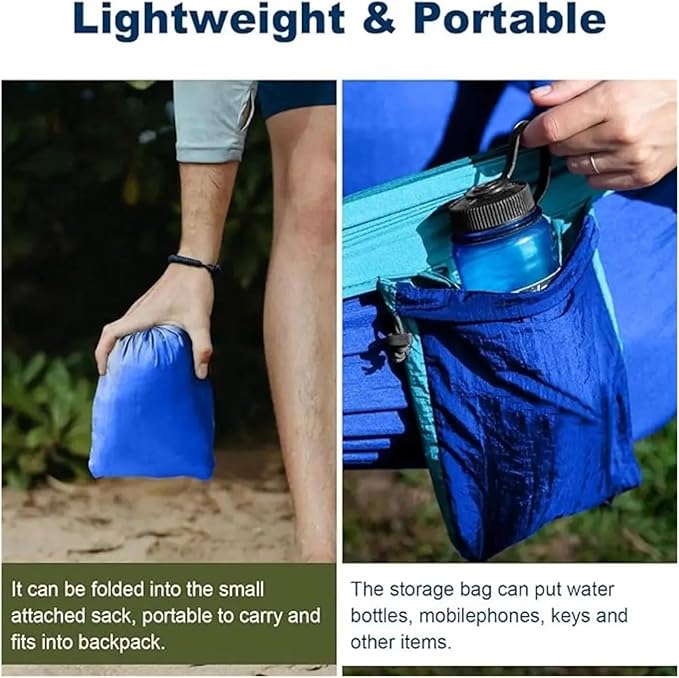 Hammock Portable Camping Nylon Parachute Fabric Outdoor Hiking Survival Balcony Rest Net Garden Hammocks Swing Adulls Sleeping Hammock Quick-Opening(B)