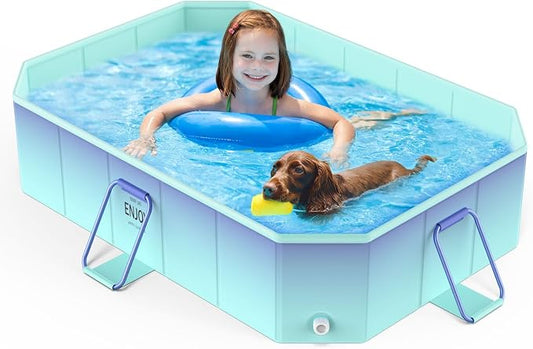 MoKo Foldable Pool, Portable Above Ground Non-Inflatable Swimming Pool for Adults & Kids, Outdoor Portable Kiddie Pools for Garden Backyard Dogs, 59" x 45" x 17", Glacial Blue