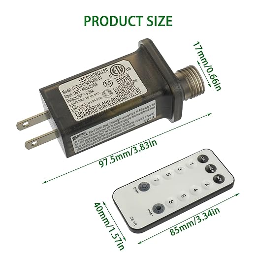 30V 9W 8 Mode LED Controller with Memory Function and IR Remote Control Low Voltage Transformer for Holiday String Lights,not Fit for 8 Mode with Control Box and 1 Mode String Light(1 pcs)