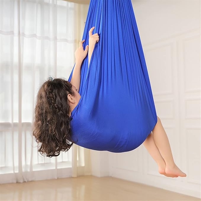 Kids Outdoor Indoor Swing Hammock for Autism, Therapy with Special Needs, Cuddle Chair Ideal for Sensory Integration Childhood Precious Memory (Color : Royal Blue, Size : 150x280cm/59x110in)