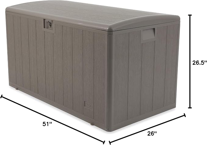 Plastic Development Group Outdoor Storage Deck Box, Soft Closure, 130 Gallon, Driftwood