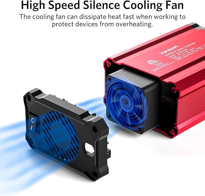 300W Car Power Inverter - vansoet DC 12V to 110V AC(2 Outlets) Power Inverters with 3.4A Dual USB Fast Charging Port - Car Charger Cigarette Lighter Adapter for Laptop/Phone/Road Trip (Red)