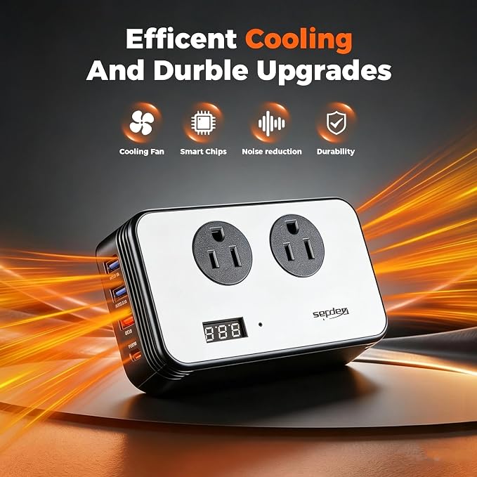 300W Car Power Inverter, DC 12V to AC 110V Car Adapter Outlet Plug with PD 25W USB-C, QC3.0 and LCD Display Laptop Car Charger