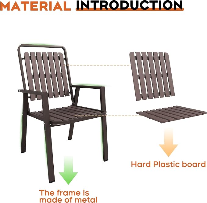 Outdoor Patio Dining Set for 4, 5 Pieces Patio Table and Chairs Set with Umbrella Hole, 41"x 41" Round Metal Wood-Grain Dining Table Set with 4 Metal Frame Patio Chairs for Deck , Backyard, Porch