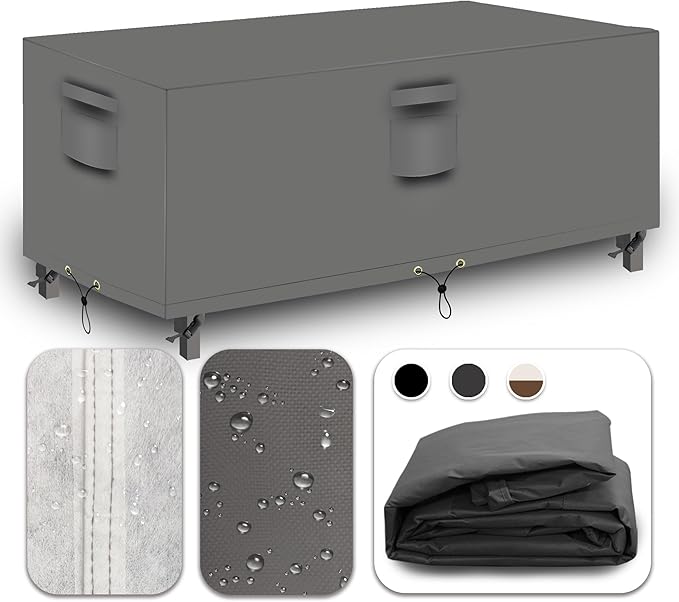 Heavy Duty Patio Furniture Covers Waterproof, 600D Outdoor Furniture Cover Waterproof for Sectional Sofa Couch, Outdoor Dining Table and Chair Set Covers 126''L x 64''W x 28''H, Grey