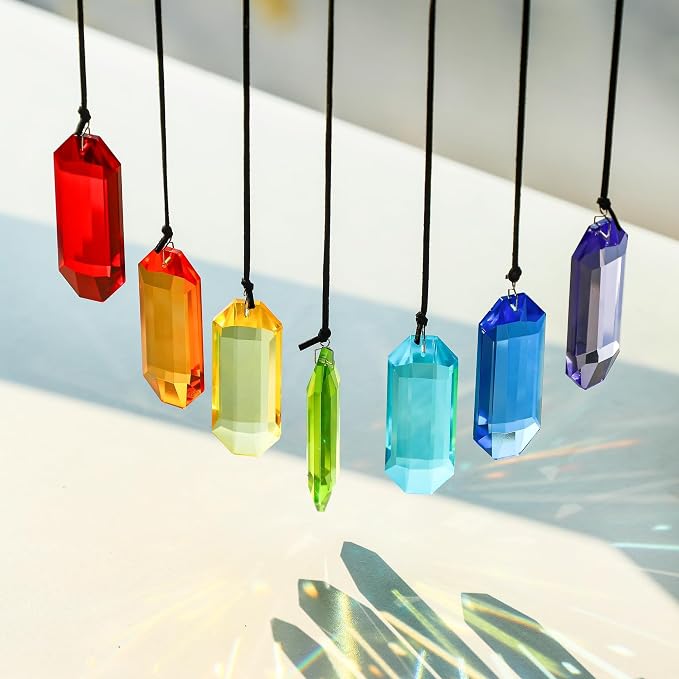 7pcs Crystal Suncatcher Prisms 3'' Sun Catchers Indoor Window | Rainbow Prism Crystals Hanging Suncatchers for Window Home Garden Decor,Glass Ornaments For Mother's Day Tree Decoration Gift