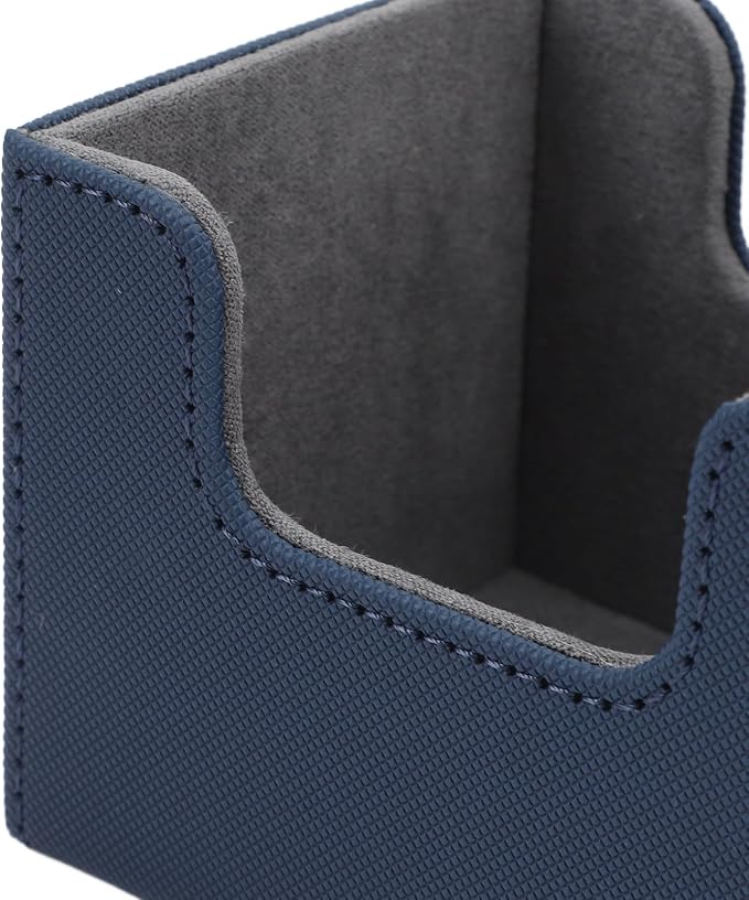 Zunate Card Deck Box for Tarot or Game Cards, Large Capacity PU Leather Storage Box/Cover with Magnetic Flap Lid, Holds 100 Cards, Soft Felt Lining, Black Finish (Blue)