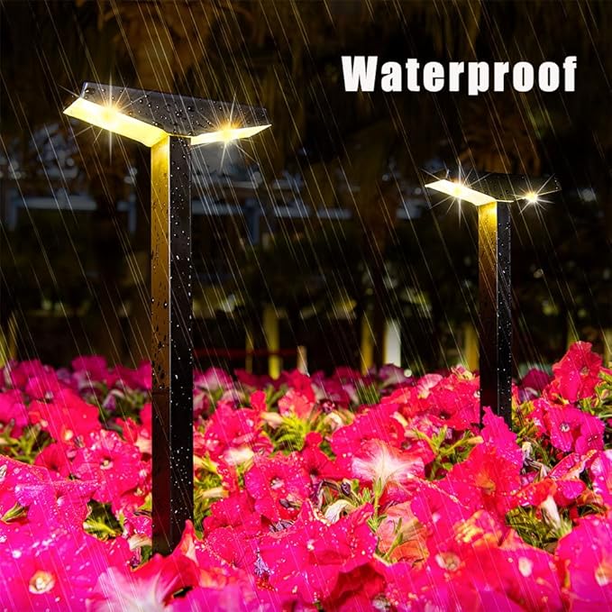 Solar Pathway Lights 4 Pack Outdoor, Waterproof Solar Garden Lights for Lawn, Patio, Walkway ，Auto On/Off, Warm White 3000K Decorative Landscape Lighting