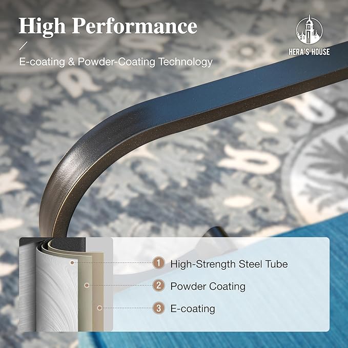 HERA'S HOUSE 5 Piece Metal Patio Furniture Set, 7 Seats All Weather Outdoor Conversation Set, 3 Seat Sofa with Loveseat, 2 Rocking Chairs, Coffee Table for Backyard, Garden, Deck, Pacific Blue