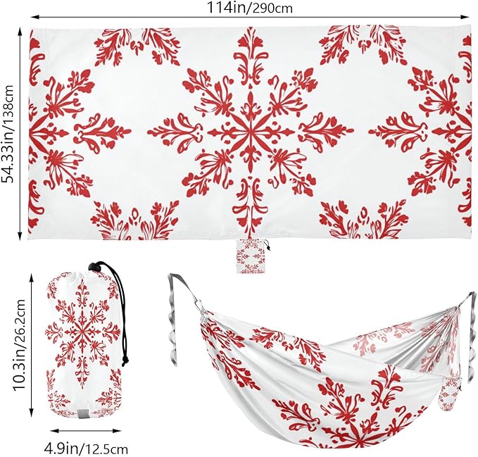 Red Snowflake Traditional Chinese Style 330lb Capacity Outdoor Hammocks with Tree Straps Swing Hammock for Outside Beach Patio Garden amacas para patios con Base de adultos