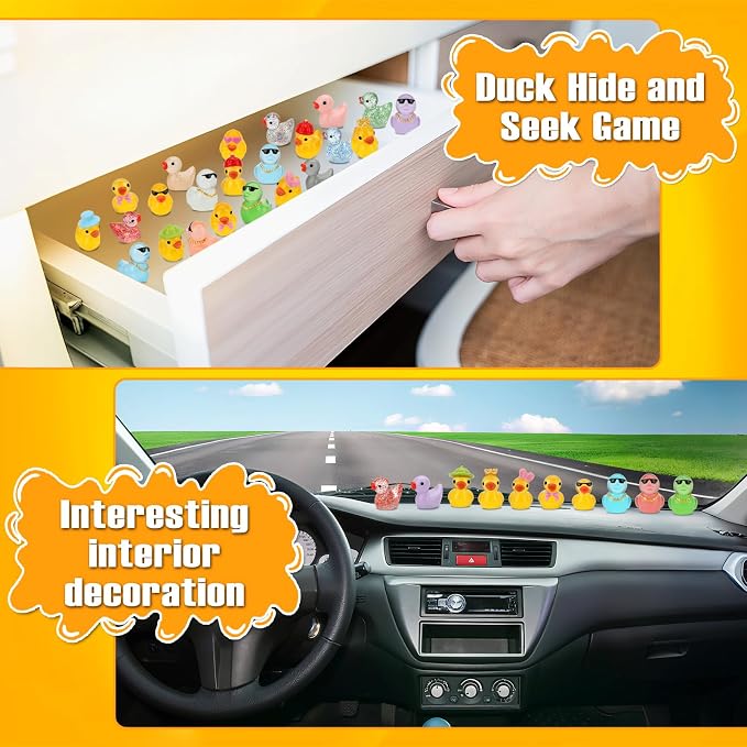 80 Pcs Mini Resin Ducks for Decorations, Tiny Duck Animals Figures to Hide | Plastic Glitter Little Ducks Glow in The Dark for Fairy Garden Dollhouse Miniature Landscape Fish Tank Aquarium Home Decor
