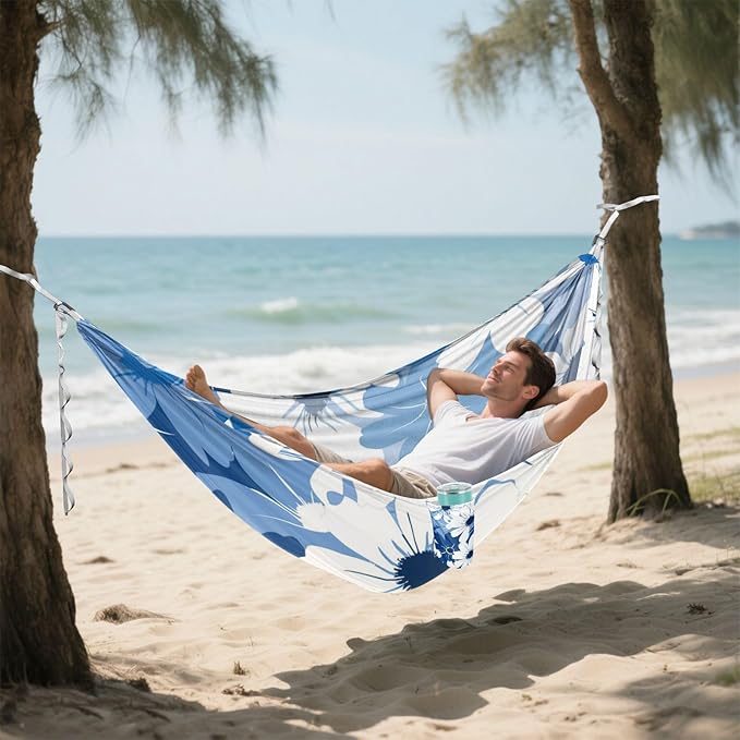 Blue and Flowers 330lb Capacity Outdoor Hammocks with Hanging Ropree Hammock for Outside Camping Essentials accesorios para campamento