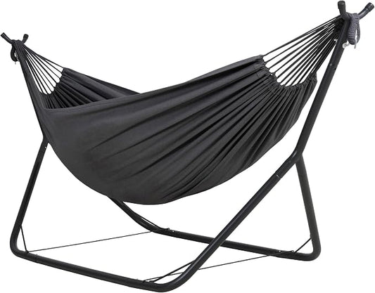 ANOW Heavy-Duty Hammock with Stand for Outside, Space Saving Steel Stand with Adjustable Height, 475 Lbs Capacity, Dark Gray