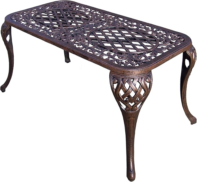 Oakland Living Mississippi Cast Aluminum Cocktail Table, 35-Inch by 18-Inch, Antique Bronze