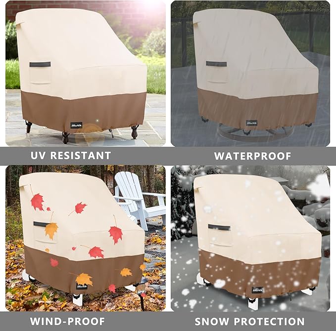 ANartcle Patio Chair Covers,600D Waterproof Heavy Duty Outdoor Lawn Patio Furniture Covers,Patio Swivel Chair Covers for Outdoor Furniture,(32W x 35D x 36H inches) Beige&Brown