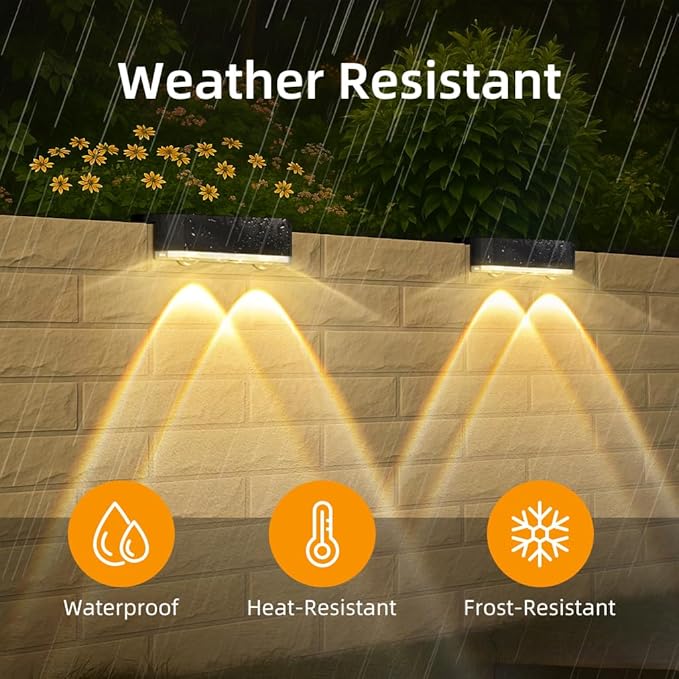 Peasur Solar Fence Lights Outdoor, 12 Pack Step Light Solar Powered, Waterproof LED Deck Lights for Railing Yard Patio Outside(Warm White)